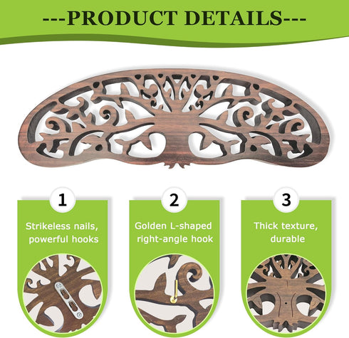 LkNNYY8 11 25 40 Inch Rustic Herb Drying Rack Hanging,Wooden Tree of Life Dried Herb Flowers Rack Wall Art,Home Kitchen