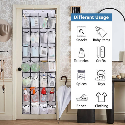 ATTDETJL 28 Closets Over the Door Shoe Organizer, Hanging Shoe Organizer with Mesh Large Pockets Door Shoe Rack