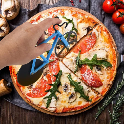 Stainless Steel Motorcycle Pizza Cutter, Novelty Two-Wheel Pizza Slicer with Non-Stick Coating, Kitchen Gadget