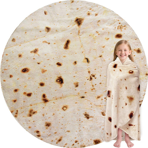 CASOFU Burritos Tortilla Throw Blanket - Funny Taco Food Blanket, 285 GSM Soft Flannel, 47 inches, Beige