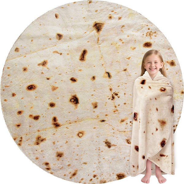 CASOFU Burritos Tortilla Throw Blanket - Funny Taco Food Blanket, 285 GSM Soft Flannel, 47 inches, Beige
