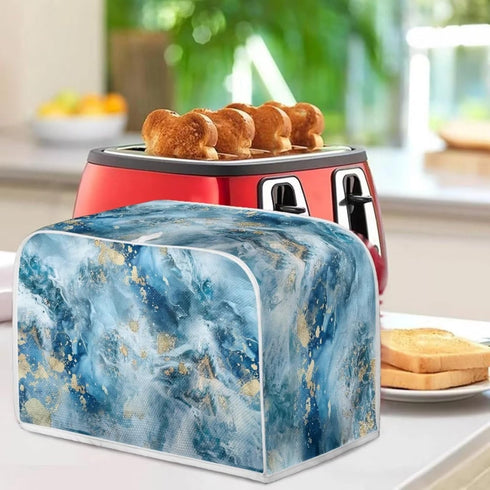ZDCUSTOM Blue Marble Toaster Cover, Quilted 4 Slice Dustproof Appliance Protector for Kitchen