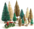 30 Pieces Miniature Sisal Frosted Christmas Trees, Bottle Brush Mini Trees, Plastic Tabletop Ornaments for Home Decor
