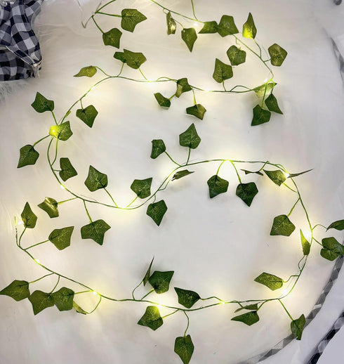 Guirlande lumineuse avec feuilles, chane lumineuse de lierre 2m, Artificial Green Leaf