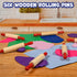2 Set 6 7.25 inches READY LEARN Mini Wooden Rolling Pins | of | | Turning Handles | Play Dough Rollers for Crafts