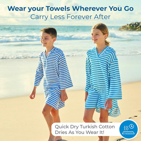 SAMMIMIS Cozy (2-5 Hooded Towels for Kids - Ultra-Soft Turkish Cotton Poncho, Lightweight Wearable Towel - Beach Poncho