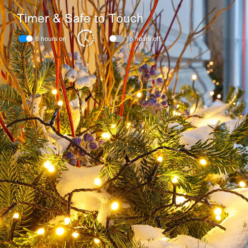 4Pack 160FT 400 8 Upgraded LED Battery Operated Christmas String Lights Outdoor/Indoor, Timer & Modes with Green Wire