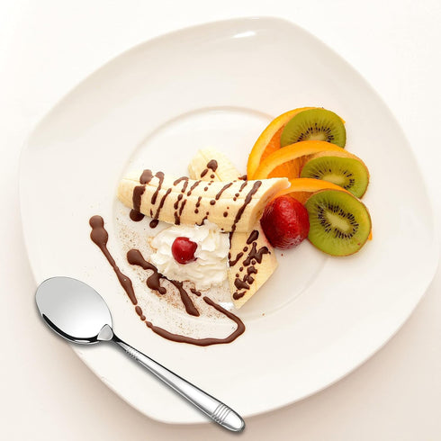 12-Piece Small Stainless Steel Dessert Spoons