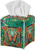 Waterproof Square Butterfly Rose Print Tissue Case Cover, Foldable Kleenex Box for Home Office, Green