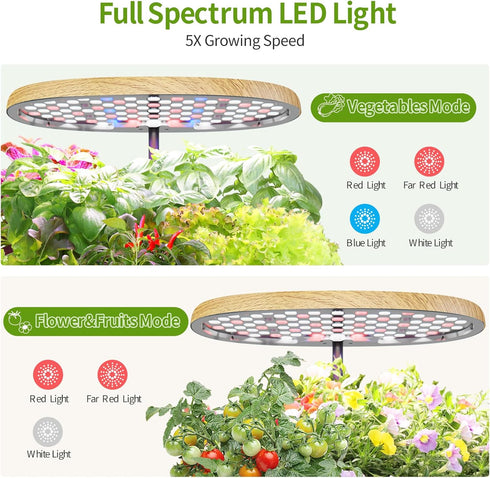 12 Pods Hydroponics Growing System Indoor Herb Garden with LED Growth Lamp Smart Water Pump Plant Germination Kit (No