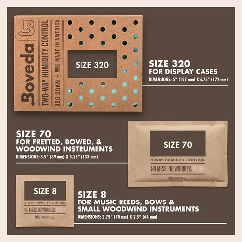 Boveda 49% Two-Way Humidity Control Packs, Size 8, 10 Pack for Music Bows & Small Woodwinds