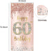 60th Birthday Door Banner Decorations for Women, Pink Rose Gold Happy 60th Birthday Poster Sign Decor