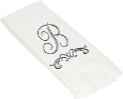 Avanti Linens Fingertip Towel, Soft Cotton Towel (Monogram Collection, Initial K), White
