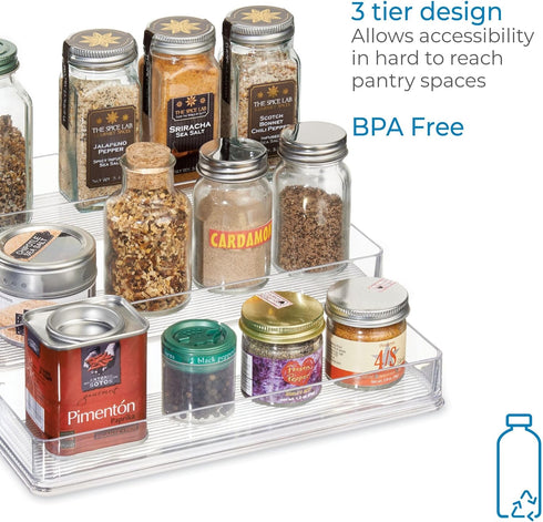 iDesign 3-Tier Spice Rack Organizer, Clear, Made in USA