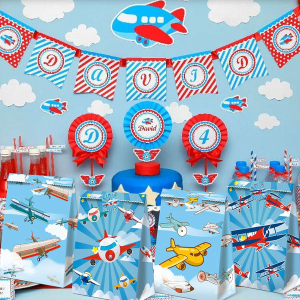 24Pcs Plane Party Bags Airplane Birthday Party Supplies Planes Party Decorations Airplane Gift Bag Airplane First