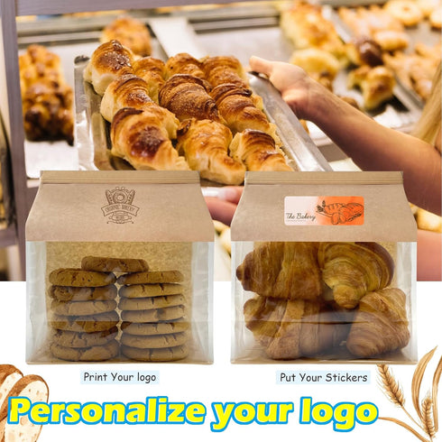 BIUBIU Large Bread Bags for Homemade Bread, Sourdough Bakery Bags with Window, 25ct Brown Kraft Paper
