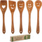 MFC 5-Piece Wooden Cooking Spoons Set, Natural Cherry Wood Kitchen Utensils with Smiley Faces for Cooking