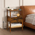 Lerliuo Nightstand with Charging Station and USB Ports, 3-Tier Storage End Table with Drawer, Retro Brown Wood Bedside