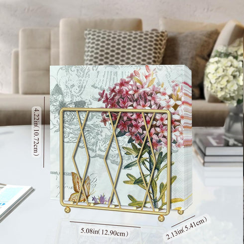 Napkin Holder for Table, Modern Metal Napkin Holders for Paper Napkins & Kitchen Dining Farmhouse & Countertops, Cocktail Upright Napkin Holder Dispenser Suitable for All Room Decors Gold by LWSFF