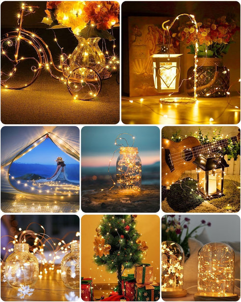 3pcs 9.8ft 30 8 Mini Fairy Lights Rechargeable, LED String Light Battery Operated, Modes with Timer, Removable Battery