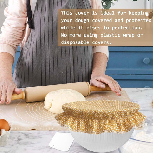Set Beeswax Bread Bags,Bread Bag for Homemade Bread With Cotton Bowl Cover,Freezer Storage Bag to Keep Fresh,Sourdough