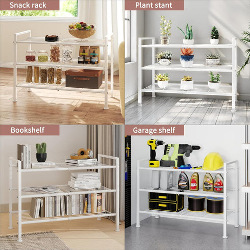 3-Tier Closet Metal Shoe Rack, Sturdy Floor-Mounted Storage Organizer for Entryway Garage Dorm Room, Easy Assembly