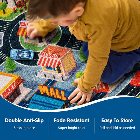 Area(39X79Inch) Booooom Jackson Car Rug City Life Great for Kids Toy Cars, Play Learn and Have Fun Safely - Kids Rug