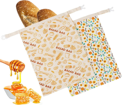 QHMCHLDZ 2-Pack 17x13 Inch Reusable Beeswax Bread Bags - Large for Sourdough & Homemade Bread Storage | All-Natural