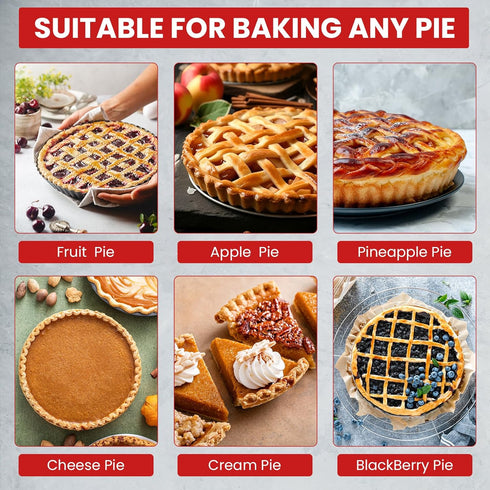Tart Pan with Removable Bottom - 9 Inch Non-stick Round Carbon Steel Deep Fluted Pie Pan