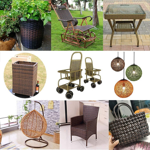 Wicker Repair Material, Flat Synthetic Rattan Weaving Plastic for Chair Table Storage Basket Repair (Coffee Gradient B)