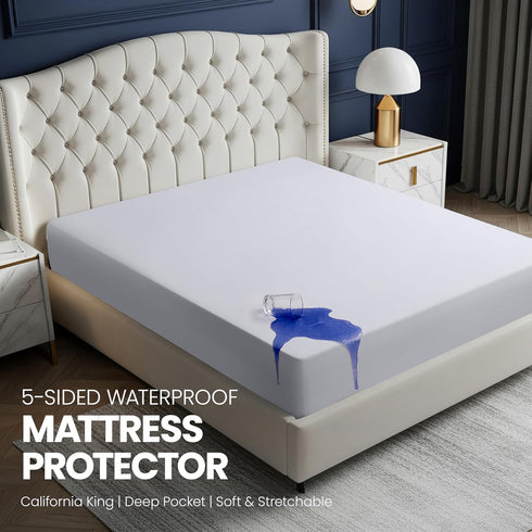 5-Sided Utopia Bedding Waterproof Mattress Protector California King Size, Premium Breathable Mattress Cover, Fitted
