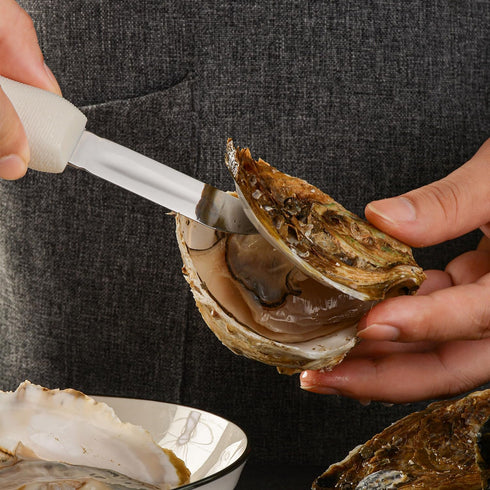 Oyster Shucking Knife, 2.75" New Haven Style Clam Knife with Non-Slip Poly Handle, Seafood Opener Tools (Black)