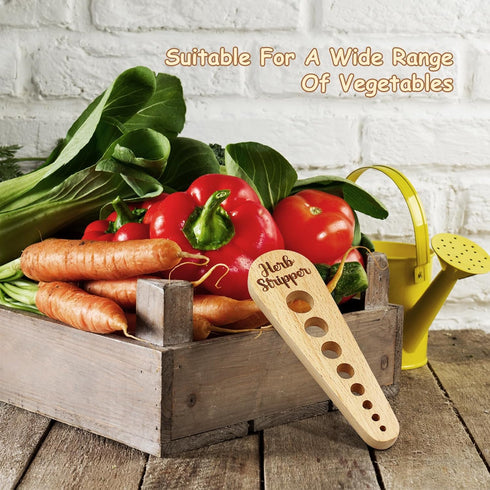 Herb Stripper Wooden Vegetable Leaf Remover, Rustic Safe Kitchen Tool for Cooking Gifts