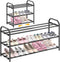 Hleelomi 3-Tier Expandable Shoe Rack,Adjustable Shoe Shelf Storage Organizer Heavy Duty Metal Free