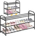 Hleelomi 3-Tier Expandable Shoe Rack,Adjustable Shoe Shelf Storage Organizer Heavy Duty Metal Free
