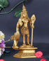 God Murugan Swami Miniature Brass Statue with Peacock, Handcrafted Decor Item for Home, Temple, Gifting, 2.25 x 3 x 4.3
