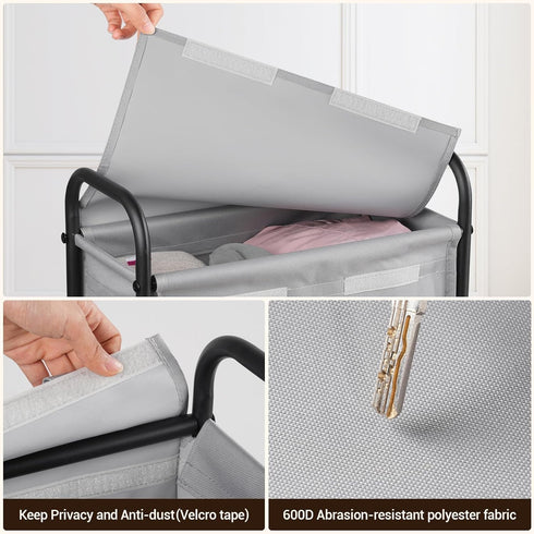 50L 7.9 ELYKEN Slim Laundry Hamper with Lid, Small Rolling Laundry Basket on Wheels, Narrow Dirty Cloth Cart