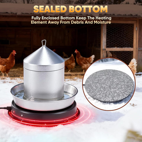 Eggluuz 110 11 Chicken Water Heater for Winter, Watt Chicken Drinker Heated Base in Chicken Waterer Heater