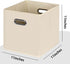 Black Foldable Storage Cubes Bins , Fabric Storage Box Cubes Organizer Baskets with Dual Handles for Home Organizer(Creamy-White)