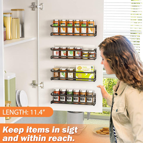 2 Pack, Bunoxea Spice Rack wall mounted Space-Saving Spice Organizer for Spice Jars and Seasonings,Screw or Adhesive