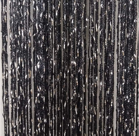 ave split Decorative Door String Curtain, Wall Panel Fringe Window Drapes, Room Divider Blind, Black 100cm*200cm
