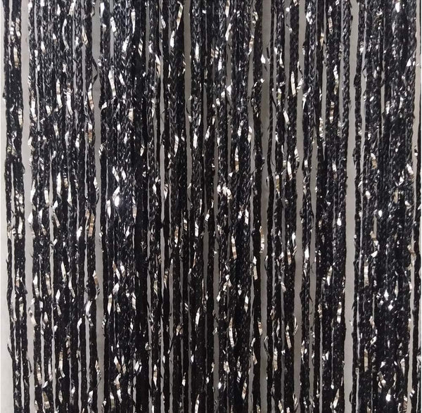 ave split Decorative Door String Curtain, Wall Panel Fringe Window Drapes, Room Divider Blind, Black 100cm*200cm