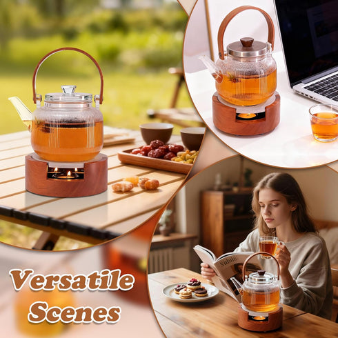 3 Teapot and Food Warmer, Portable Food Warmer for Camping and Traveling, Upgrade to Candles to Increase The Heat