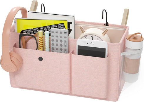Bedside Caddy Bedside Organizer with Fixed Straps & Water Bottle Holder, Bunk Bed Caddy ideal for Home, Dorm, Hospital