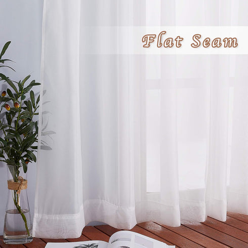 NICETOWN 63 Inch Sheer Curtains for Bedroom Windows, Grommet Casual Voile Window Treatments for Living Room, Ivory, 2