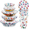 Patelai 10 Pieces Reusable Bowl Covers, 5 Size Stretch Cloth Fabric, Elastic Food Storage Covers for Leftovers