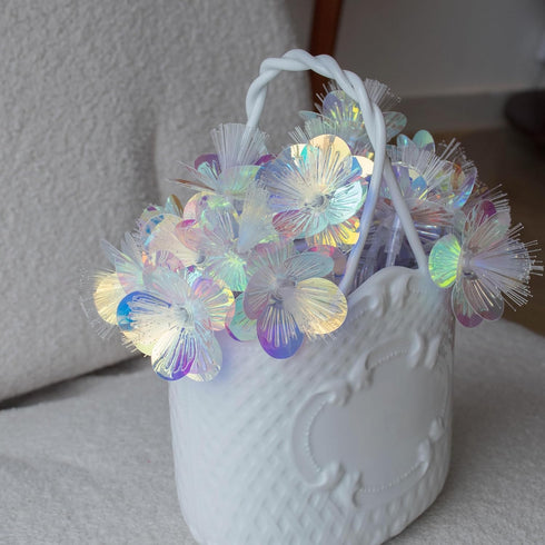 6.5ft 10 YOLIGHT Fiber Optic Flower String Lights Battery Operated with Timer, LED Flower Garland Lights Fairy Lights