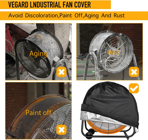 VEGARD Industrial Fan Cover, Heavy Duty Waterproof & Dustproof Cover for 24" High Velocity Floor Fan, Outdoor