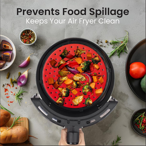 Reusable Air Fryer Liners 3 Pack - 8" Round Silicone Liners for 5-7QT Fryers, Easy to Clean Non-Stick Parchment Paper