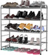 4-Tier Stackable Shoe Rack,Expandable & Adjustable Shoe Organizer Storage Shelf,High Capacity,Wire Grid,Silver